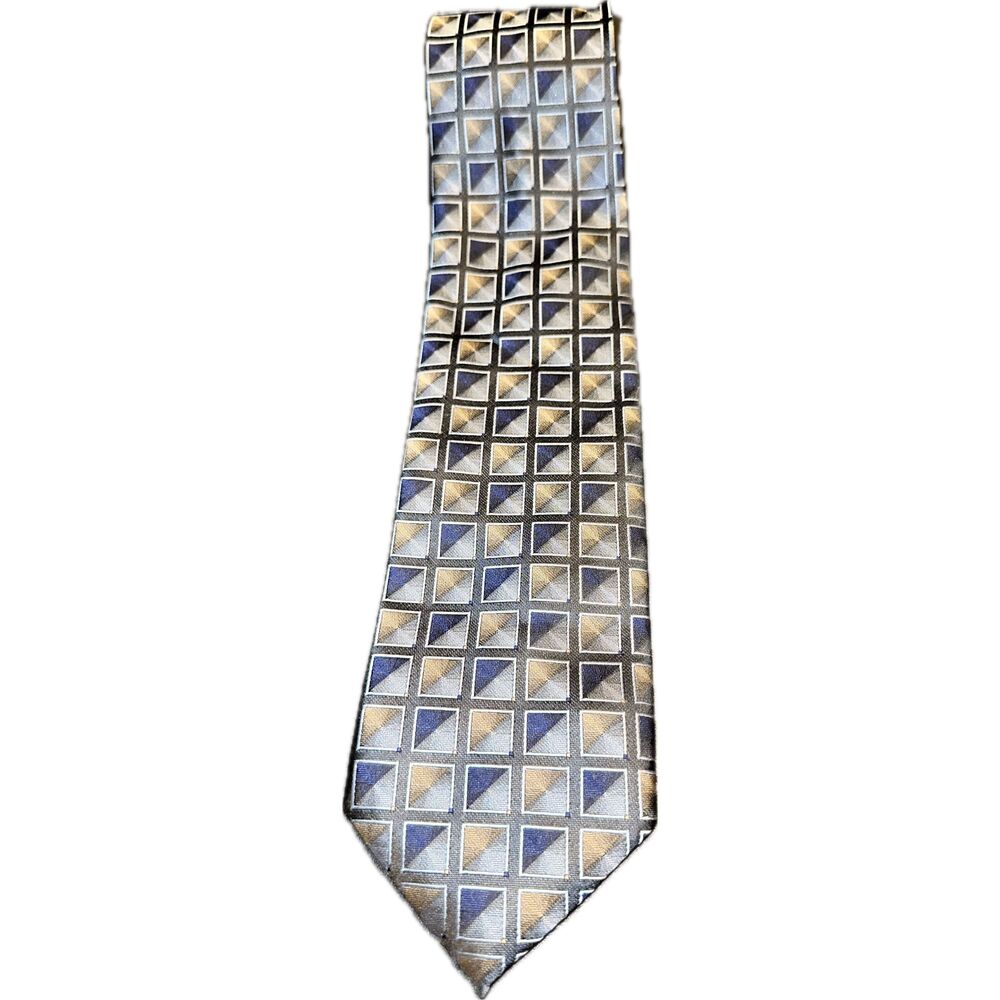 Clericci Men’s Blue Diamond Pattern Necktie Tie Professional Dress‎ Accessory